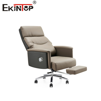 Sillón de oficina de cuero de PU con respaldo para los pies y ruedas