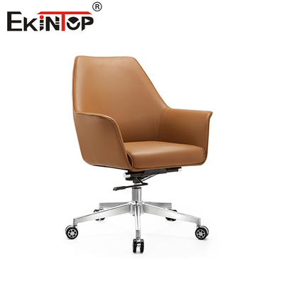 Silla ergonómica de cuero con soporte lumbar con reposabrazos de almohadilla de PU