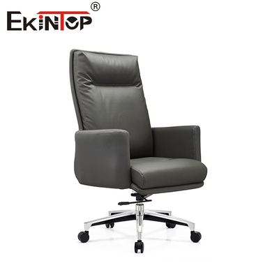 Silla de oficina ergonómica de cuero con respaldo lumbar