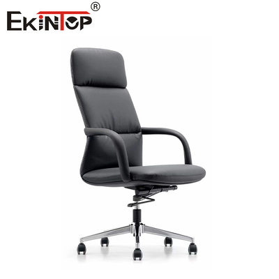 Silla de oficina de cuero de PU negro con ruedas y asiento de recepción