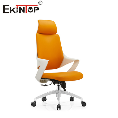 OEM Silla de oficina de cuero naranja con patas metálicas Ruedas silenciosas