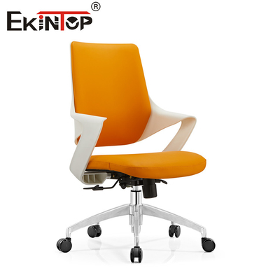 OEM Silla de oficina de cuero naranja con patas metálicas Ruedas silenciosas
