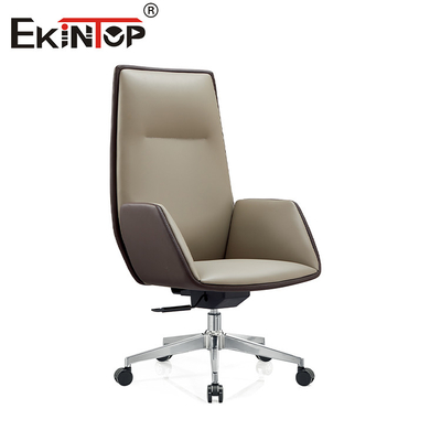 Silla de oficina de cuero ejecutivo giratorio de espalda alta para sala de estar