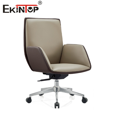 Silla de oficina de cuero ejecutivo giratorio de espalda alta para sala de estar