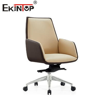 Silla de cuero cómoda de estilo simple con apoyabrazos y altura ajustables
