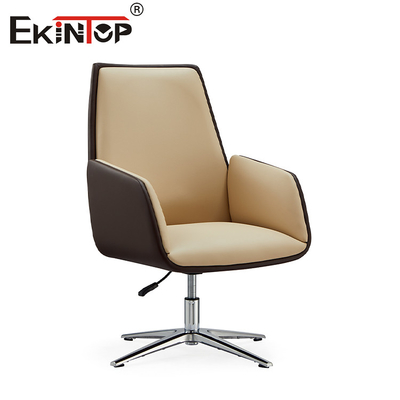 Silla de cuero cómoda de estilo simple con apoyabrazos y altura ajustables