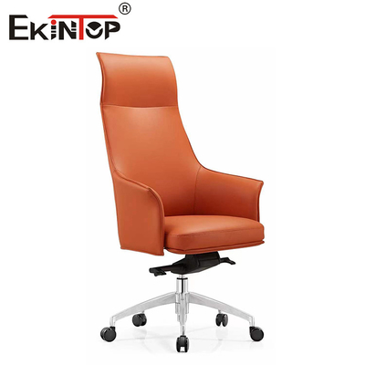 Silla de cuero giratoria ajustable para ascensor de gas con girador y reposabrazos de altura ajustable
