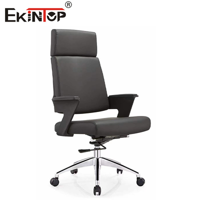 Silla de oficina de cuero sintético con ruedas giratorias y ajuste de altura