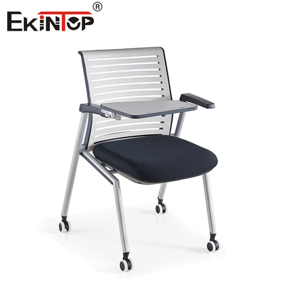 Cuadro de capa de polvo Cama de entrenamiento de la silla de malla respaldo con el reposabrazos de la tableta de escritura y ruedas giratorias