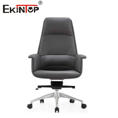 Silla de oficina de cuero de espalda alta negra con reposabrazos de altura ajustable