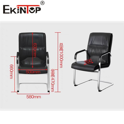 OEM silla de oficina de cuero negro con reposabrazos y marco de metal estilo de negocio