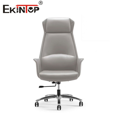 Silla de oficina de cuero con respaldo alto con función de altura ajustable y giratoria