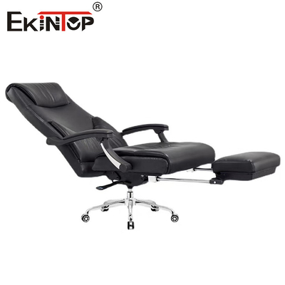 Silla de oficina de cuero multifuncional con reposa y reposapiés