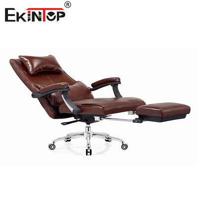 Silla de oficina de cuero multifuncional con reposa y reposapiés