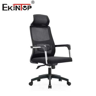 Silla de oficina trasera de malla transpirable negra con reposabrazos de PP giratorios