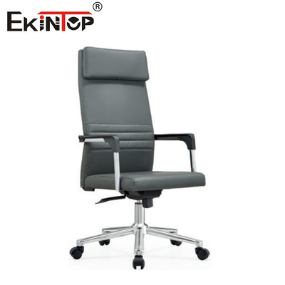 Silla de oficina ejecutiva de cuero de espalda alta con reposabrazos y ruedas