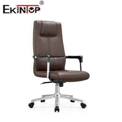 Silla de oficina de cuero negro con ruedas y función giratoria