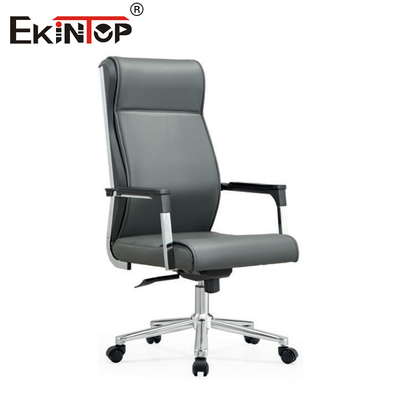 Silla de oficina de cuero de espalda alta personalizable con altura y reposabrazos ajustables