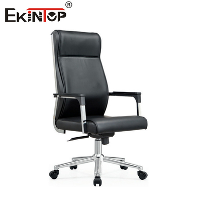 Silla de oficina de cuero de espalda alta personalizable con altura y reposabrazos ajustables