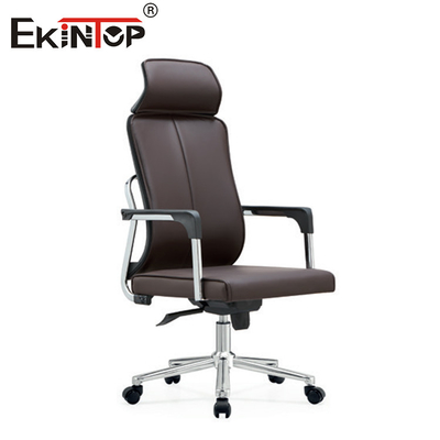 Silla de oficina de cuero de espalda alta con reposabrazos función giratoria estilo moderno