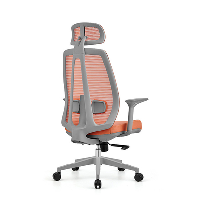 Silla de oficina roja con respaldo de malla y diseño elegante para oficina ejecutiva