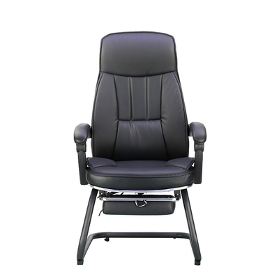Silla de oficina de cuero negro de espalda alta con girador y altura ajustable