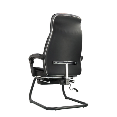 Silla de oficina de cuero negro de espalda alta con girador y altura ajustable