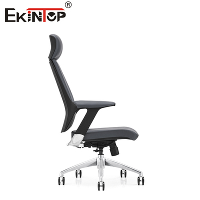 Silla de oficina de estilo moderno con ruedas de material de cuero PU y girador