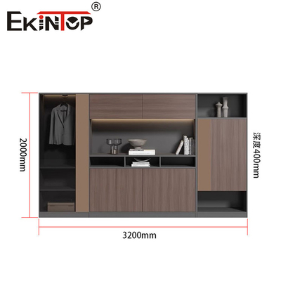 Gran gabinete de oficina de madera de estilo moderno con diseño de puerta corredera