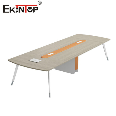 Descuento de estilo moderno Mesa de conferencias de nuez con patas de metal