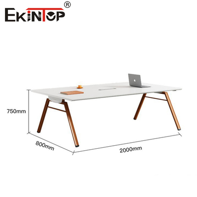 Mesa de conferencias de estilo minimalista moderno con piernas de metal y mesa de madera