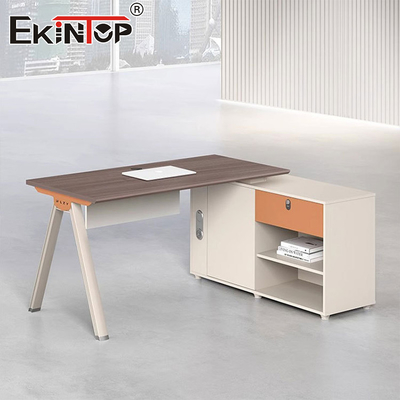 Escritorio en forma de L de alta calidad de color nuez con estilo moderno