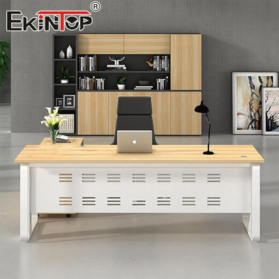Escritorio de madera resistente de nuez Administrador de escritorio Diseñador de escritorio Escritorio para la oficina