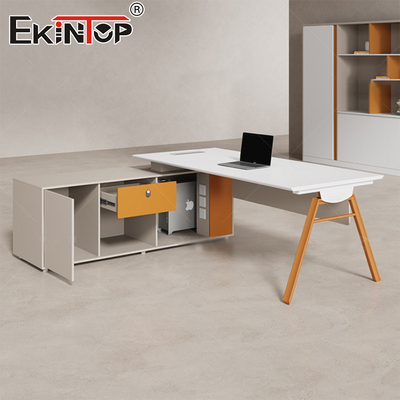 Muebles de oficina simples y modernos Escritorio de madera de acacia Escritorio ejecutivo blanco Escritorio gerente