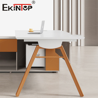 Muebles de oficina simples y modernos Escritorio de madera de acacia Escritorio ejecutivo blanco Escritorio gerente