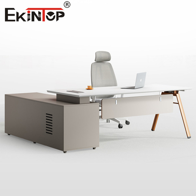 Escritorio de oficina en forma de L Escritorio de oficina de estilo moderno Escritorio de madera de acacia