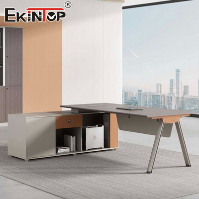 Escritorio ejecutivo de estilo moderno en forma de L de Fábrica de Muebles Escritorio de madera de acacia