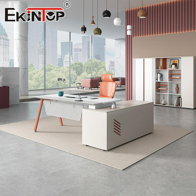 Muebles de oficina modernos Mesa de oficina en forma de L Escritorio ejecutivo Escritorio de madera de acacia