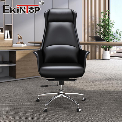 Silla de oficina ejecutiva de cuero negro personalizado con silla giratoria de dibujo ergonómico