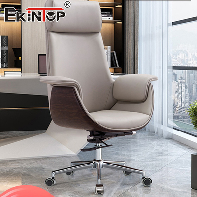Silla de oficina de cuero blanco de espalda alta de estilo moderno