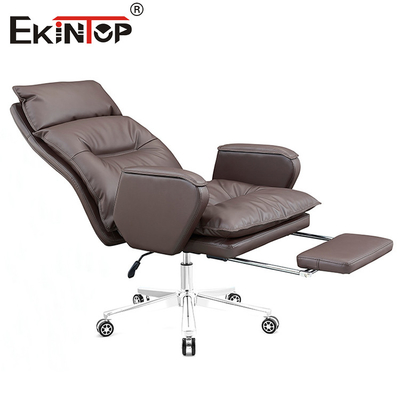 Silla de escritorio giratoria de cuero con respaldo alto