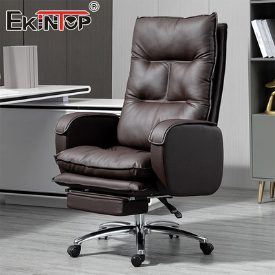 Silla de oficina de cuero ergonómico reclinable de alta calidad