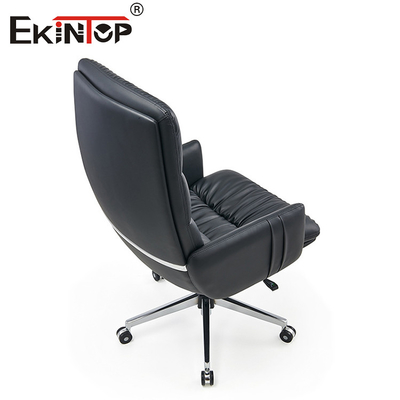 Silla de oficina de cuero de espalda alta negra giratoria con reposabrazos Sillones de descanso