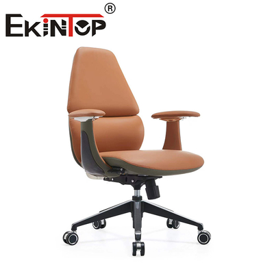 Silla ejecutiva de oficina ergonómica giratoria Sillones de club de cuero con reposabrazos ajustables