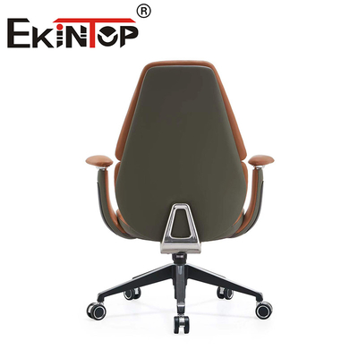 Silla ejecutiva de oficina ergonómica giratoria Sillones de club de cuero con reposabrazos ajustables