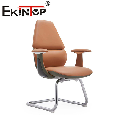 Silla de oficina de cuero de uso ejecutivo moderno con brazo ergonómico de color marrón PU Silla de club de cuero