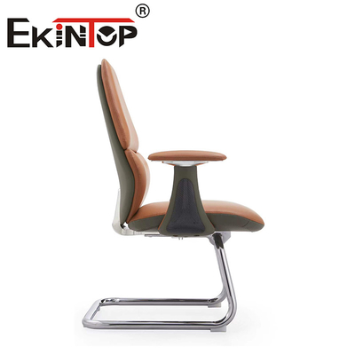 Silla de oficina de cuero de uso ejecutivo moderno con brazo ergonómico de color marrón PU Silla de club de cuero