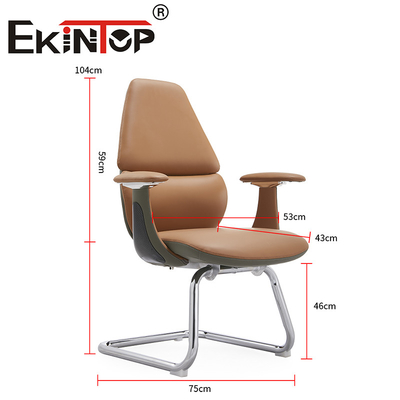 Silla de oficina de cuero de uso ejecutivo moderno con brazo ergonómico de color marrón PU Silla de club de cuero