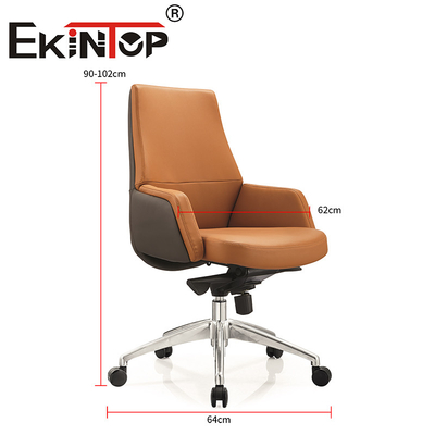Silla de oficina de cuero de PU giratorio ajustable en altura
