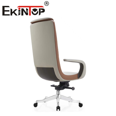 Muebles de oficina de metal con respaldo alto silla de oficina de cuero de vaca con base de aluminio
